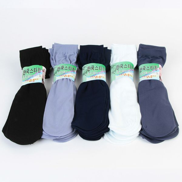 

wholesale-new cool breathable summer thin style black blue white 5 solid color sock quality flexible men silk socks ing