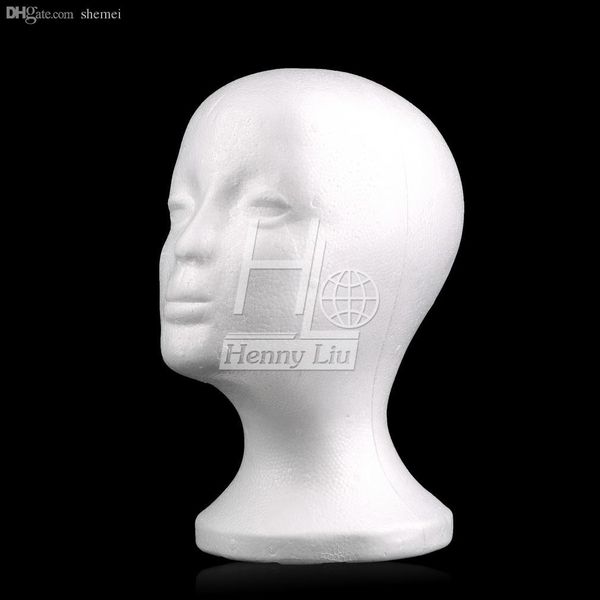 

wholesale-female styrofoam foam mannequin manikin head model wig hair glasses hat jewelry display ing, Black;white