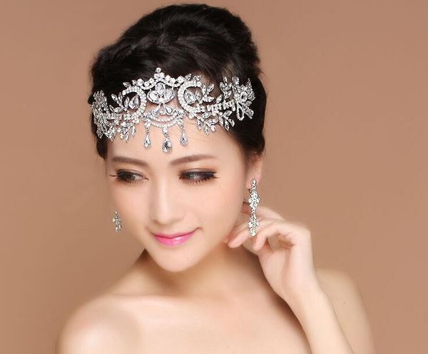 Baroque Style Alloy Diamond Crown Bride Frontal Angel Fron Korean Tal Diamond Decoration Wedding Tiara Drop Hair Between The Brows Canada 2019 From