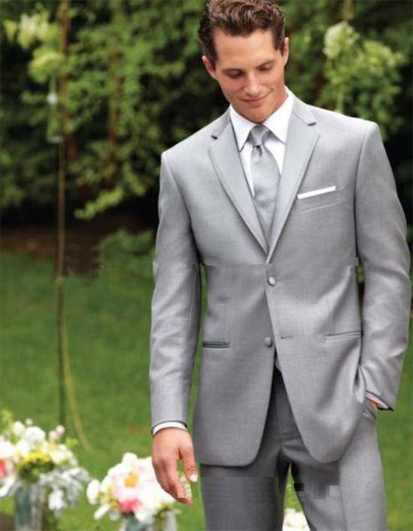 

wholesale-new style two buttons light grey groom tuxedos notch lapel groomsmen man mens wedding suits(jacket+pants+tie, White;black