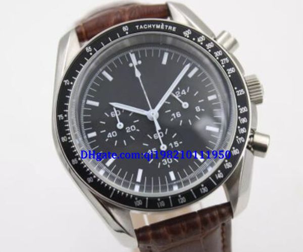 

promotional classic old brand master ocean co-axial speed series brown belt black quartz chronograph dial men, Slivery;brown