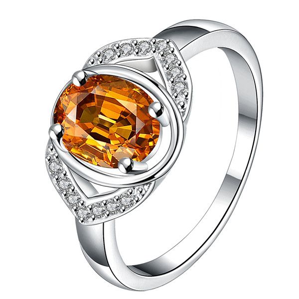 

gift full diamond double ring with stone fashion 925 silver ring stpr021d brand new white gemstone sterling silver plate finger rings, Golden;silver