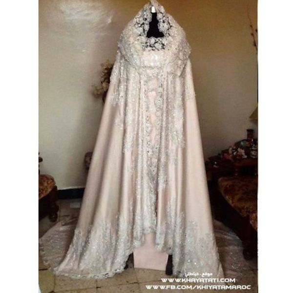 

new arrival satin and appliques lace winter wedding cape floor length sequins white ivory elegant fashion bridal jacket