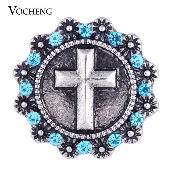 

VOCHENG NOOSA Cross Ginger Snap with 3 Colors Stones 18mm Vintage Button Vn-1023