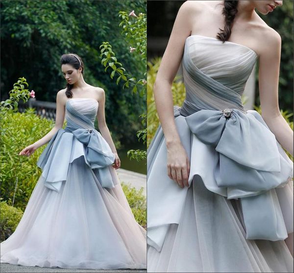 

beautiful strapless prom dresses 2017 bow beads layered organza celebrity dresses evening wear custom made long a line pageant gowns, Black