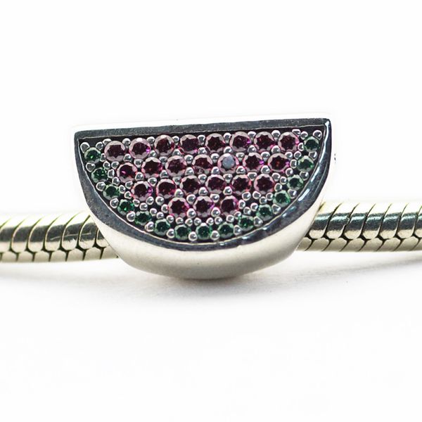 

authentic 925 sterling silver beads pave watermelon charm fits pandora bracelets beads wholesale 2016 new summer, Black