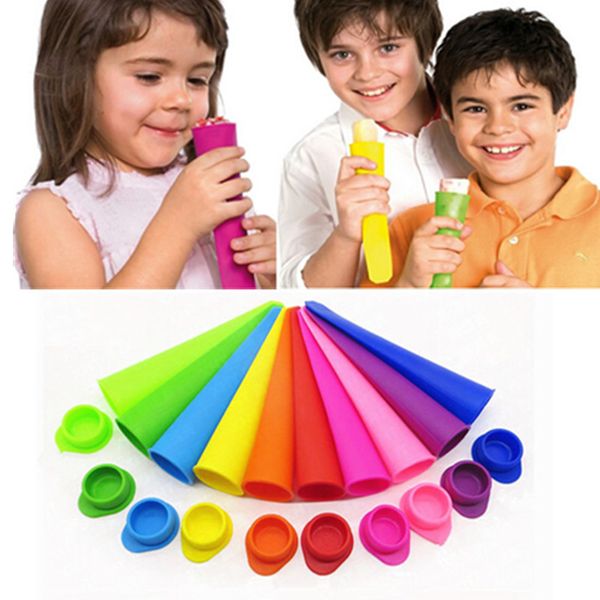 

10 colors soild color silicone ice pop mold with lid ice cream makers push up ice cream jelly lolly pop for popsicle