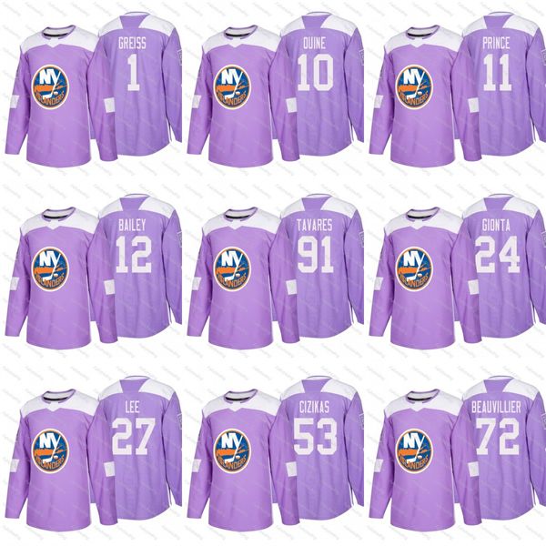 

2018 Fights Cancer New York Islanders 91 John Tavares Casey Cizikas Lee Gionta Bernier Bailey Prince Quine Greiss Beauvillier Hockey Jerseys