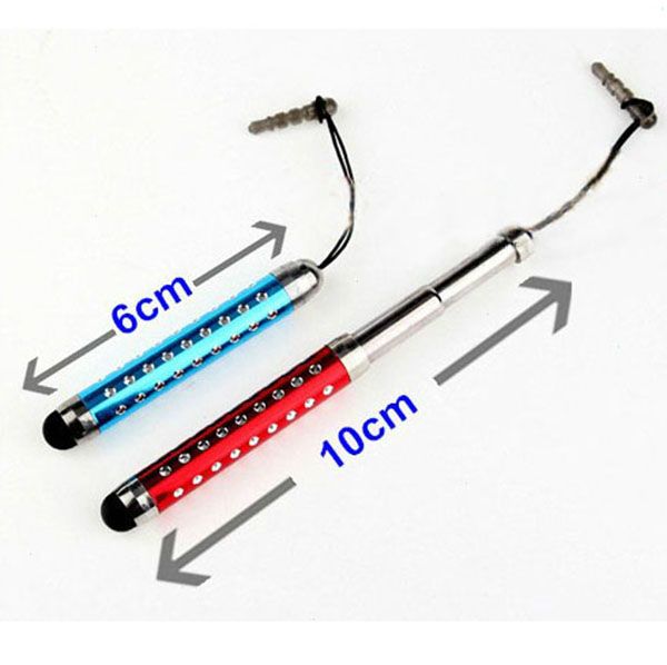 

wholesale - capacitive stylus retractable touch pen for iphone 6 5 galaxy s4 with diamond 500pcs