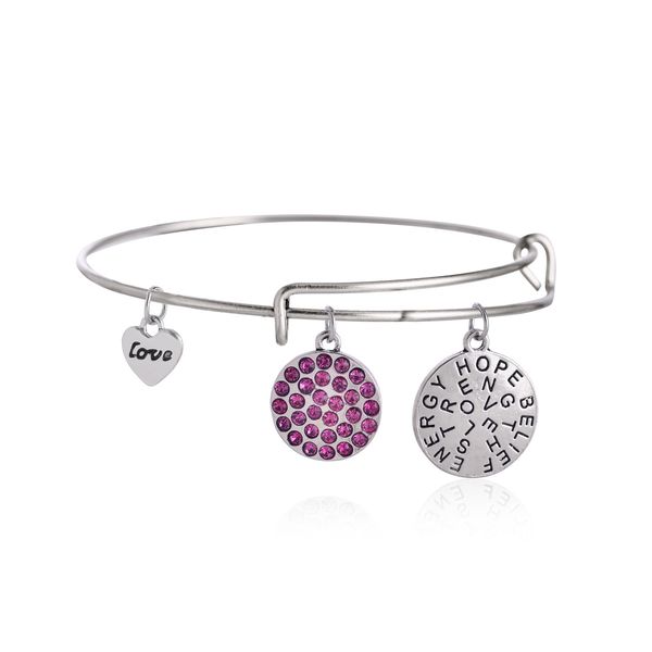 

new fashion charm bracelets for women american retro punk style women alloy geometric hope love pendant, Golden;silver
