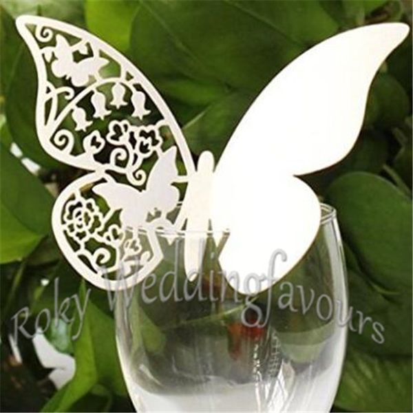 Commercio all'ingrosso libero di trasporto 1000PCS Place Name Card Butterfly Glass Paper Cards Party Event Table Setting Forniture Anniversary Wedding Decors