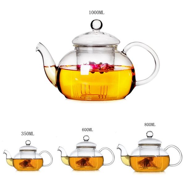 

wholesale-heat resistant glass teapot with infuser coffee leaf 350ml/600ml/800ml1000ml