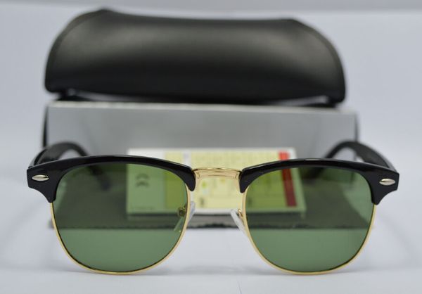 

Мужские женские дизайнерские солнцезащитные очки Semi без оправы солнцезащитные очки Золотая рамка зеленые стеклянные линзы 51 мм с коричневым корпусом