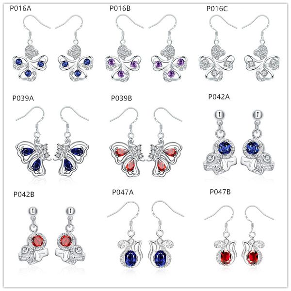 

sterling silver plated dangle chandelier earrings gtp5 fashion women's gemstone 925 silver earring 10 pairs mixed style