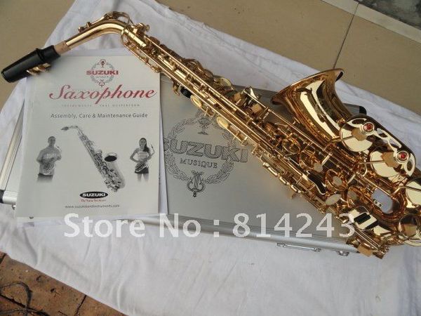 Studenti di marca suzuki Sassofono contralto Mib Sassofono Drop E AS-700 Vernice per elettroforesi superficiale Oro Sax professionale con custodia