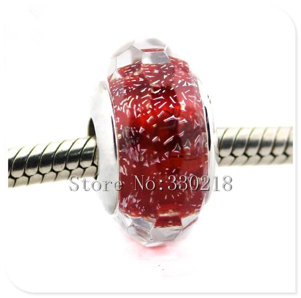 

fits pandora bracelets frosty red shimmer silver murano beads 2016 summer 100% 925 sterling silver charms diy women jewelry wholesale, Bronze;silver