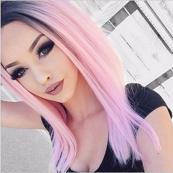 T1b Pink Ombre Bob Full Lace Human Hair Wigs For Black Women Two
