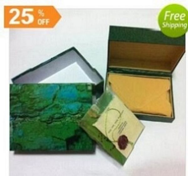 

top quality men watches box green leather watches booklet card tags and papers in english 24