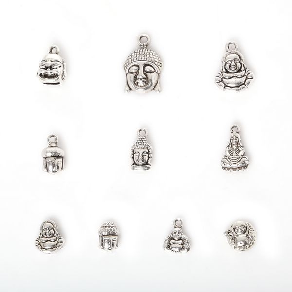 

new wholesale 75pcs mixed antique silver plated zinc alloy avalokitesvara buddha charms pendants diy metal jewelry findings j, Bronze;silver