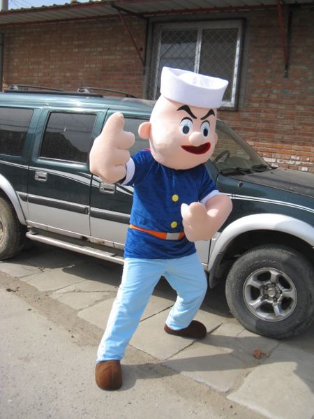 

real pictures deluxe popeye mascot costume ing, Red;yellow