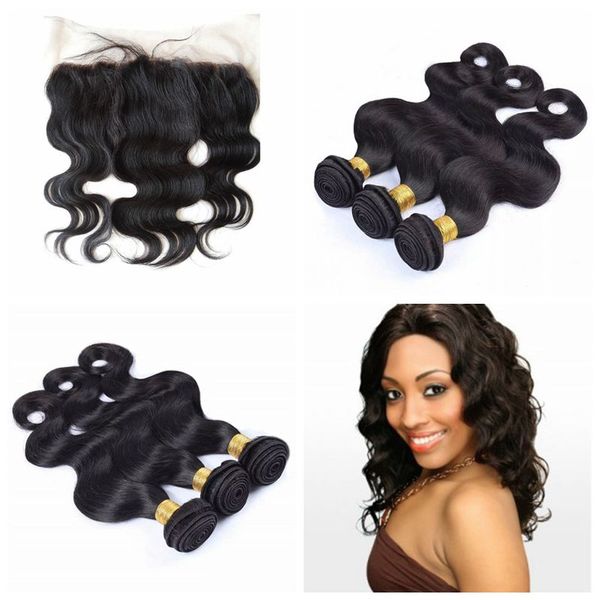 Hair Weave 3 Human Hair Weaves Bundles And 1 Closure Lace Frontal