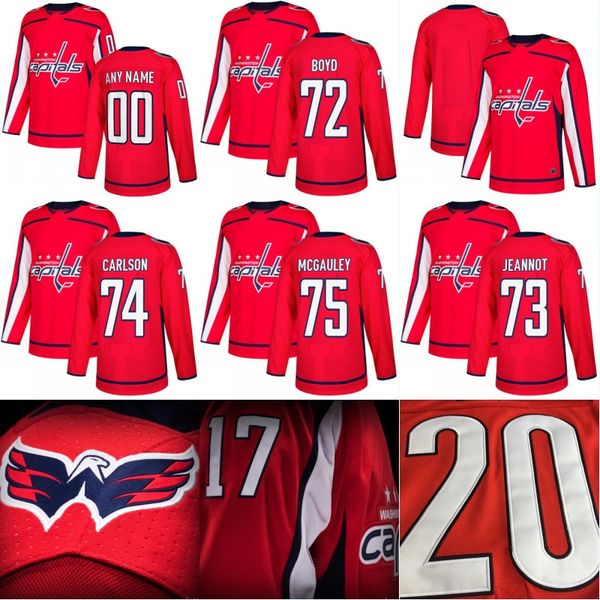 

2017-18 New Season Washington Capitals Jersey 72 Travis Boyd 73 Tanner Jeannot 74 John Carlson 75 Tim McGauley Hockey Jerseys