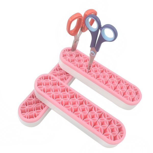 

muti-function desk holder silicone barber hair cutting scissor holder salon stylist pattern hairdressing display stand holder