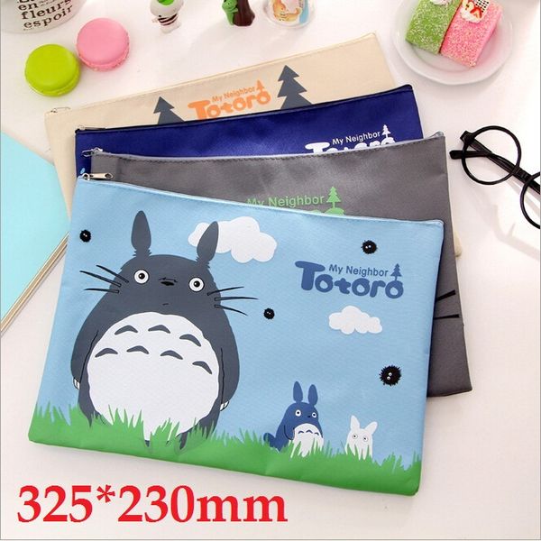 

wholesale-325*230mm/new japan cartoon totoro cat series canvas file bag/cosmetic bag/file product office supplier /4styles