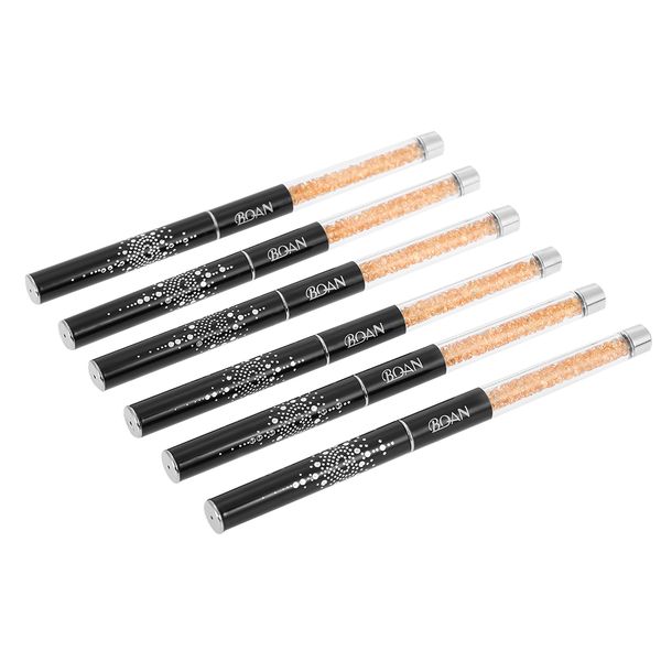 

writing supplies 6pcs rhinestone nail art uv gel brush sable brush head acrylic handle drawing line pen diy nail tools nail art painting pen, Black;red