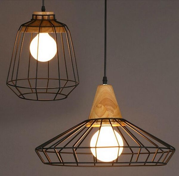 Lampada a sospensione industriale a LED retrò Loft Lampadario in legno Illuminazione per ristorante Bar Caffè Cucina Decorazione della casa