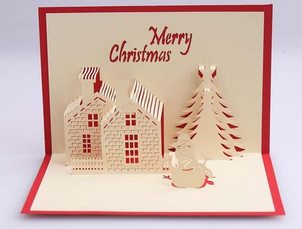 10 pcs Casa Árvore Handmade Kirigami Origami 3D Pop Up Cartões de Convite Cartão Para O Aniversário de Festa de Natal presente