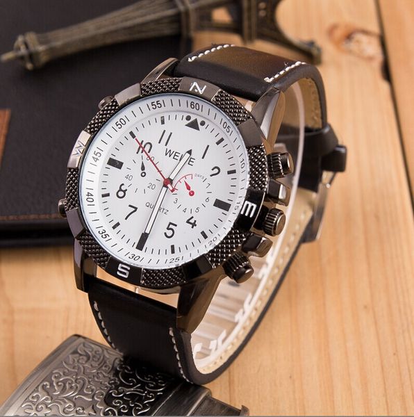 

new business man watches weite cycling sports military army watch leather strap racing cool boy quartz wristwatches, Slivery;brown