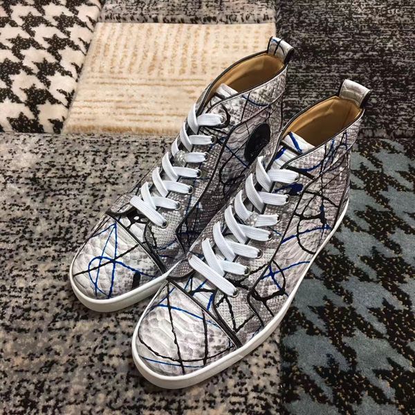 

originals box] graffiti python leather men casual walking high red bottom sneakers nice quality brands men sports shoes eu35-47, Black