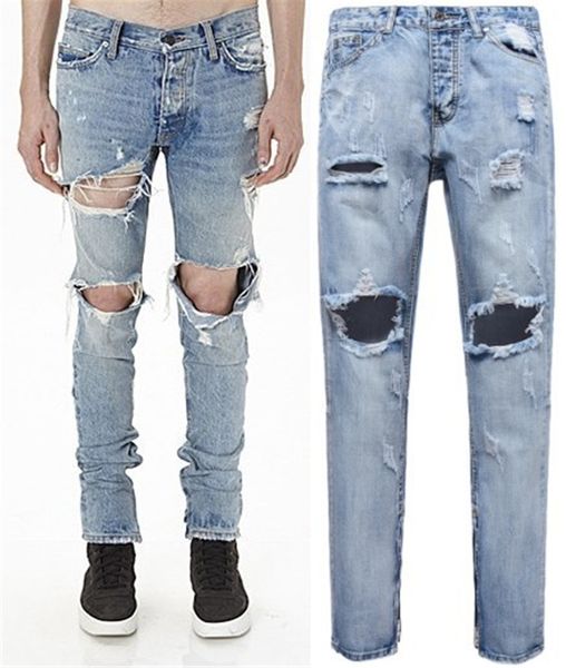 

Fashion Autumn Men's Distressed Ripped Jeans Designer Mens Jeans Slim Biker Causal Mens Long Denim Pants Hip Hop Men Jeans Plus Size 29-36