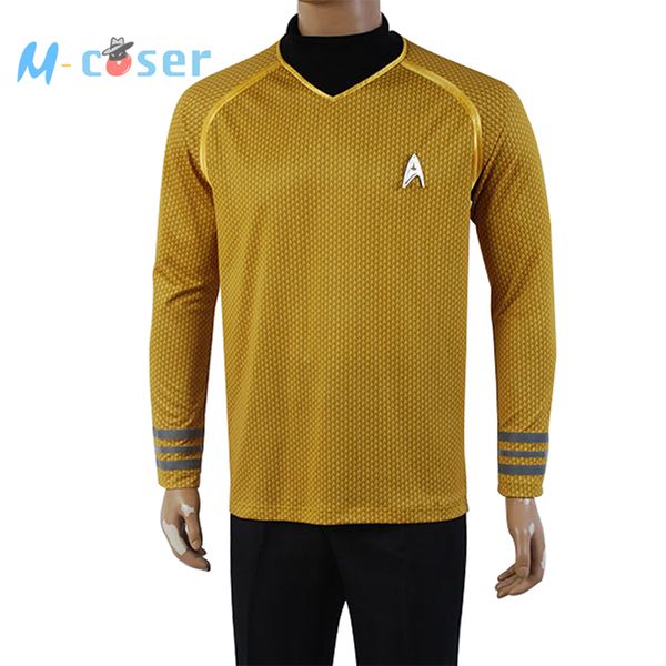 

wholesale-star trek into darkness captain kirk shirt uniform cosplay costume yellow version size xs-xxxxl, Black