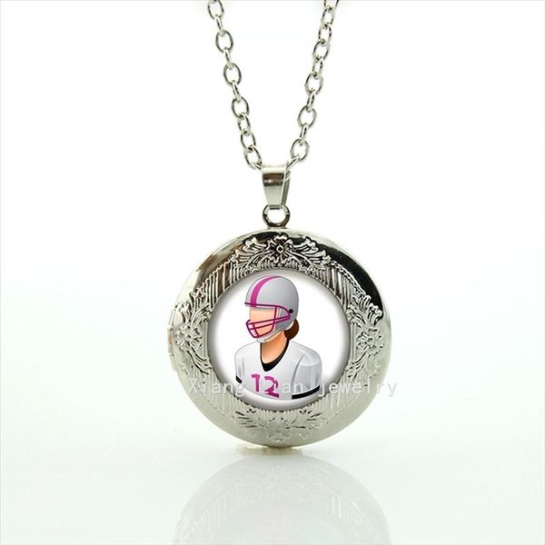 

New Arrival Friendship Jewelry Fashion jewelry locket necklace American sport rugby football handsome women helmet accessory NF083