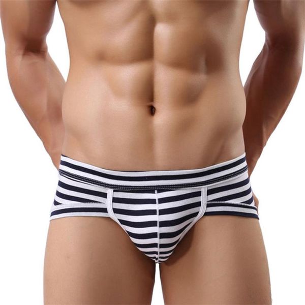 

wholesale-seller men's cotton stripe underwear shorts men underpants soft briefs jan23, Black;white