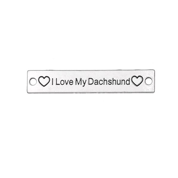 

tibetan silver i love my dachshund word heart engraved rectangle charms diy dog bracelet connector charms for making jewelry