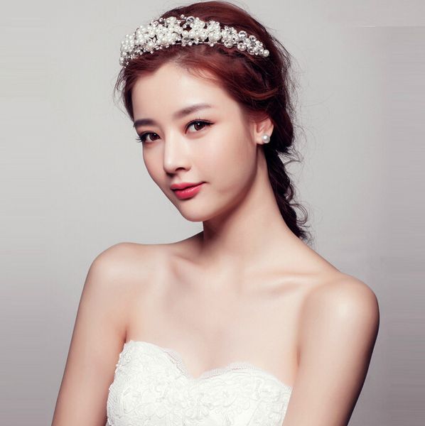 

wedding bridal bridesmaid handmade pearl diamond crown wedding headdress hair wreath new fashion hair jewelry accessories 2018, Silver