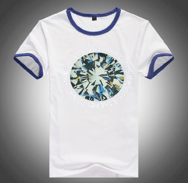 

s-5xl diamond supply men short sleeve t-shirt casual man plus size hip hop tee, White;black