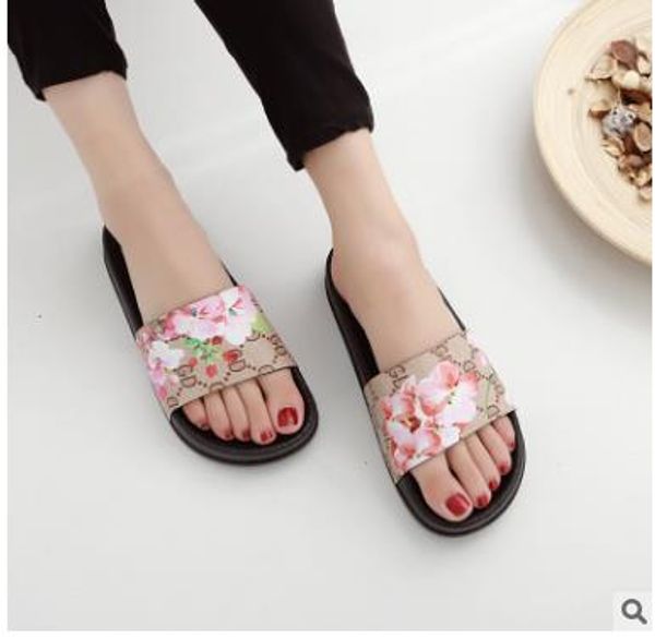 

2017 the womens fashion causal slippers boys &girls tian/blooms print flower slide sandals outdoor beach flip flops size 34-39, Black