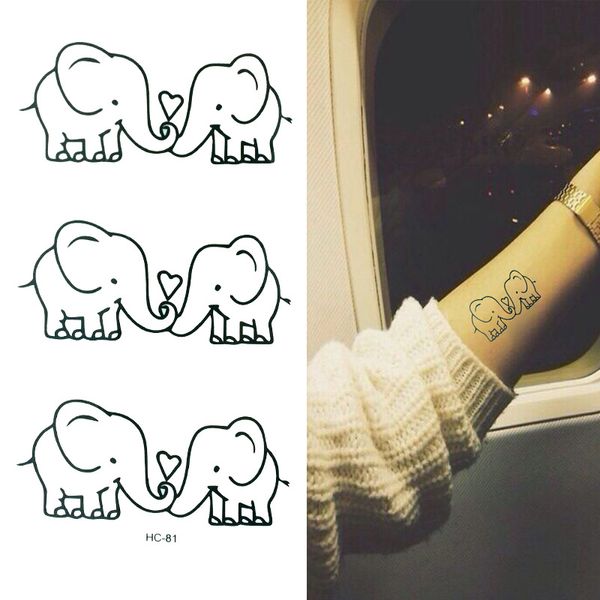 Neue Ankunft Heißer Verkauf Große Qualität Paare Elefanten Liebe-herz Berühmte Designer Marke Wasserdichte Tattoo Aufkleber Kostenloser Versand