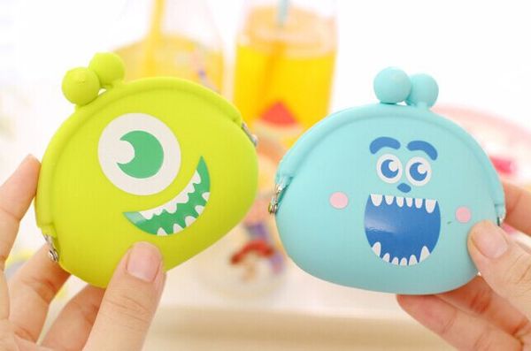

оптовая продажа-kawaii новый 9*9.5 см монстры майк, sully-силиконовые рука портмоне бумажник чехол сумка; женщины сумка макияж сумка, Red;black