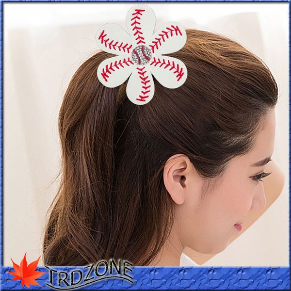 

softball flower accessory and hair clip,softball hair bows,softball hairbow,baseball hairbow, Golden;silver