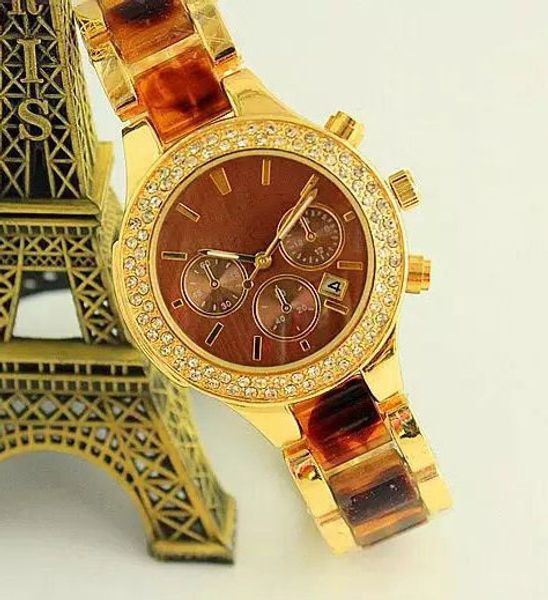 

M brand Watches with calendar Stainless steel Men women diamond wristwatches Japan movement wristwatches Famous brand luxury quartz watch