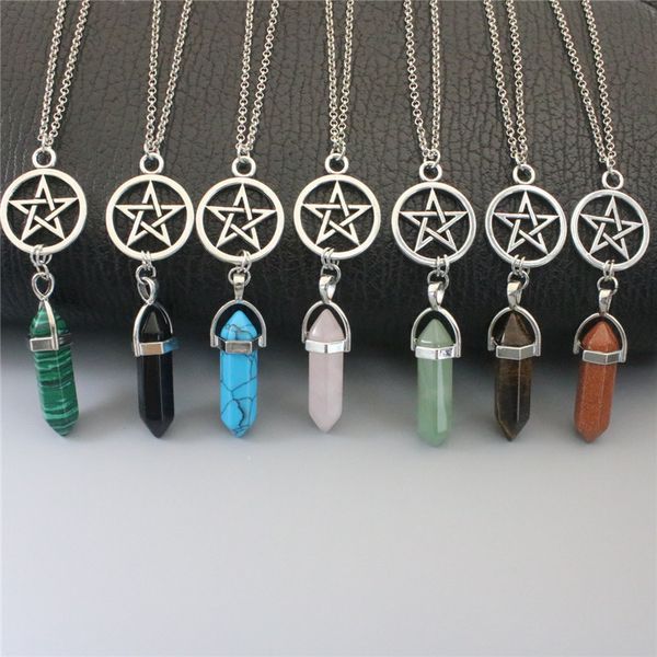 

men necklaces designer jewelry silver plated star pendant natural stone healing green aventurine alloy women necklace