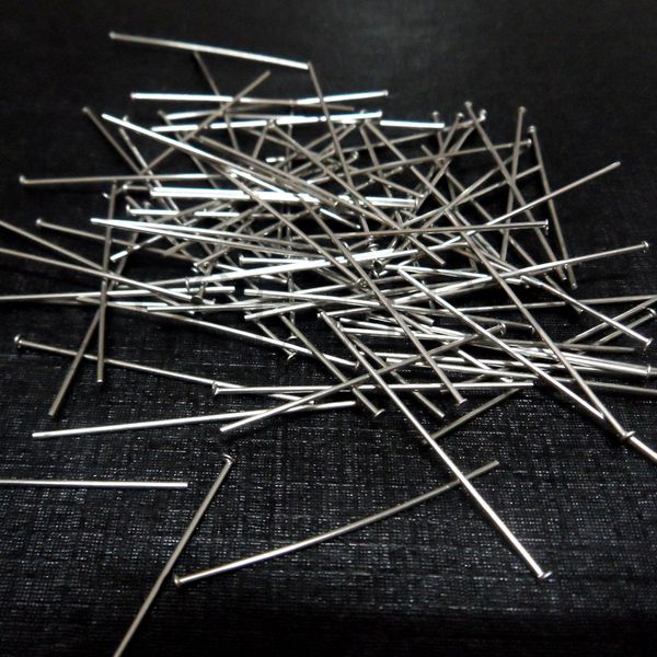 

35mm stainless steel t-shaped needle jewelry pin wear beads diy tool 200pcs, Silver