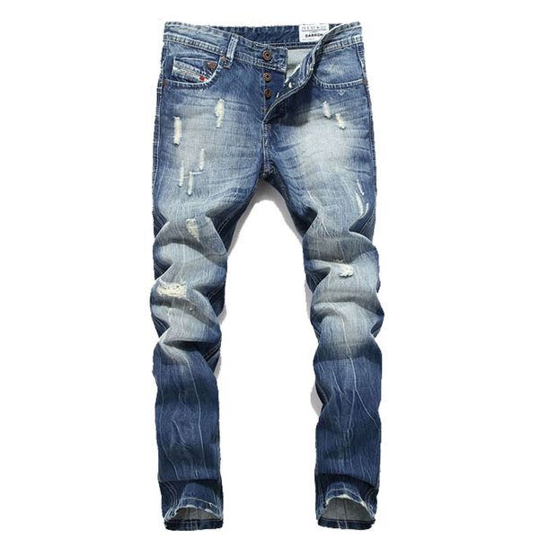 

wholesale-fashion jeans men ripped distressed destroyed hip hop rock mens pants casual pantalones vaqueros hombre marce mya0382, Blue