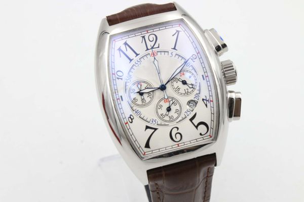 

new arrival quartz mens watches geneve silver case white dial brown leather band clock montre homme, Slivery;brown