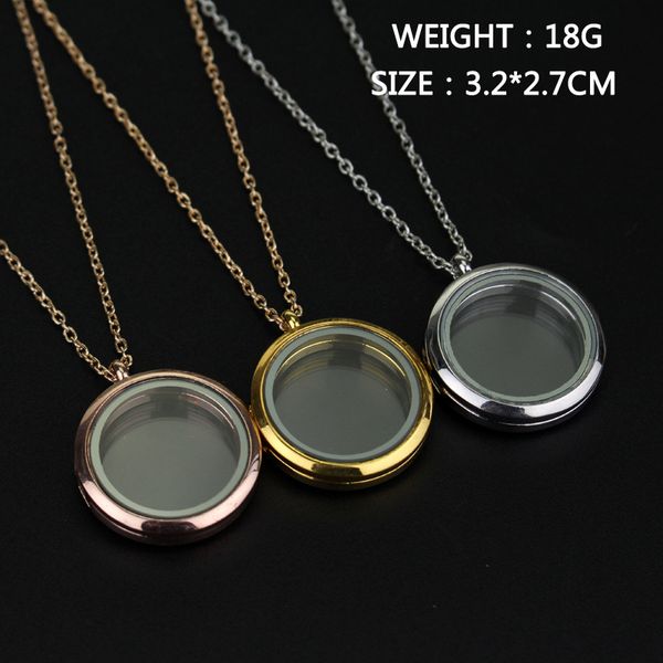 

circular frame pendant necklace couples may open the necklace gift, Silver